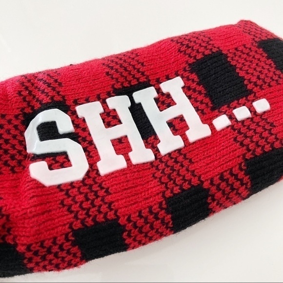 𝅺LUMBERJACK Red Plaid Sherpa Lined Novelty Unisex Slipper Socks Size 6/7 - Picture 6 of 9